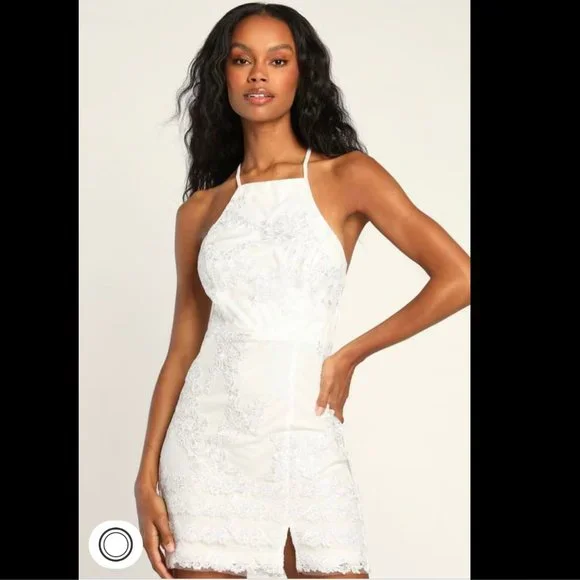 Lulus Bridal White Embroidered Skater Mini Dress Lulus Bridal White Embroidered Skater Mini Dress